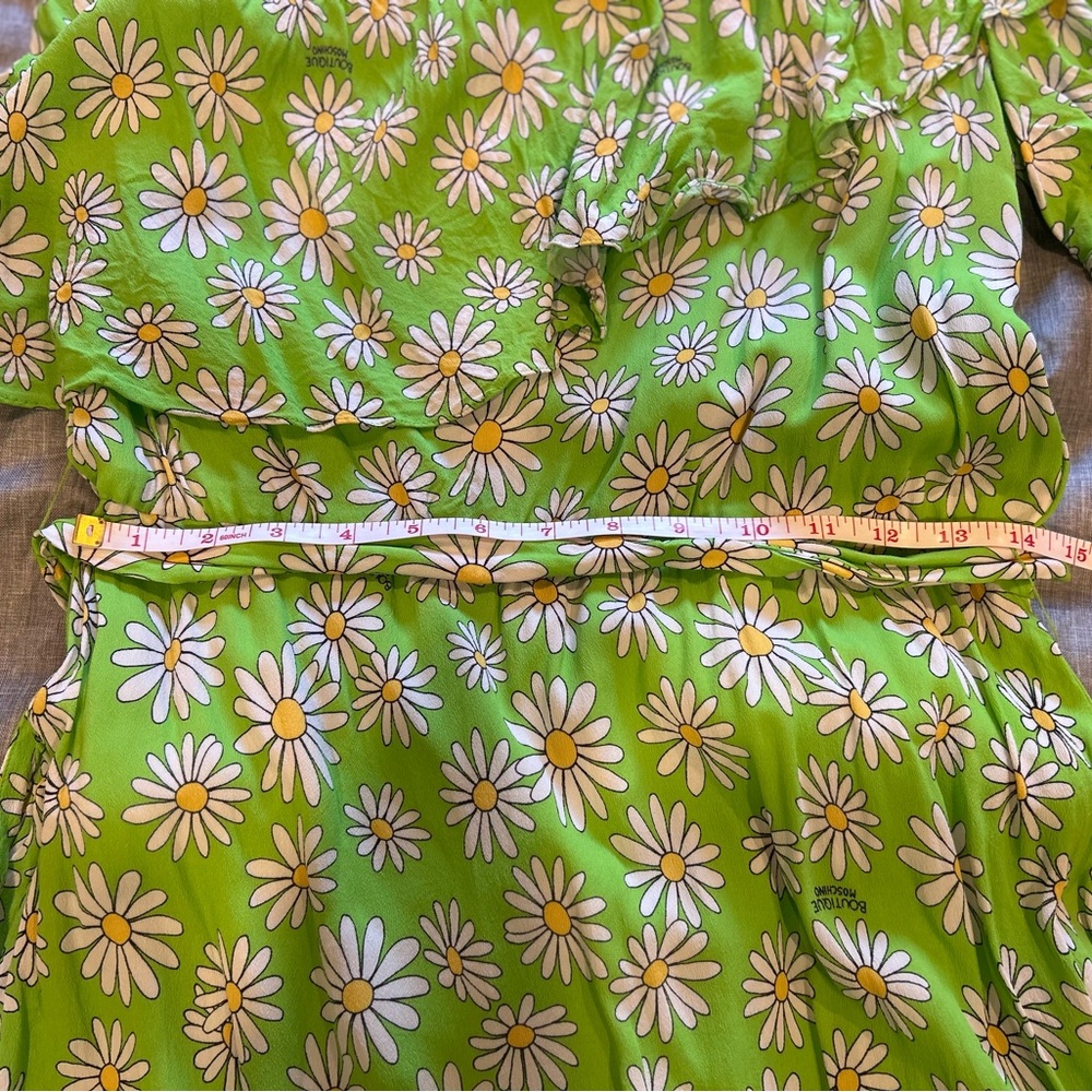 BOUTIQUE MOSCHINO Dress Green Daisy Off Shoulder - Picture 10 of 14